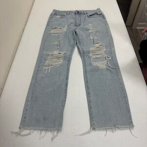 Buddy Love Ryan Distressed Light Wash Straight Leg Jeans Size 30 Shredded Ripped